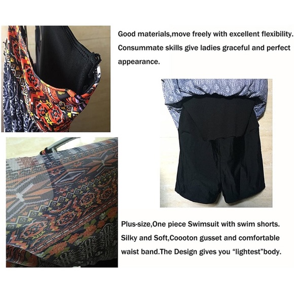 Modest one piece bathing suit, built in boy short - Picture 5 of 8